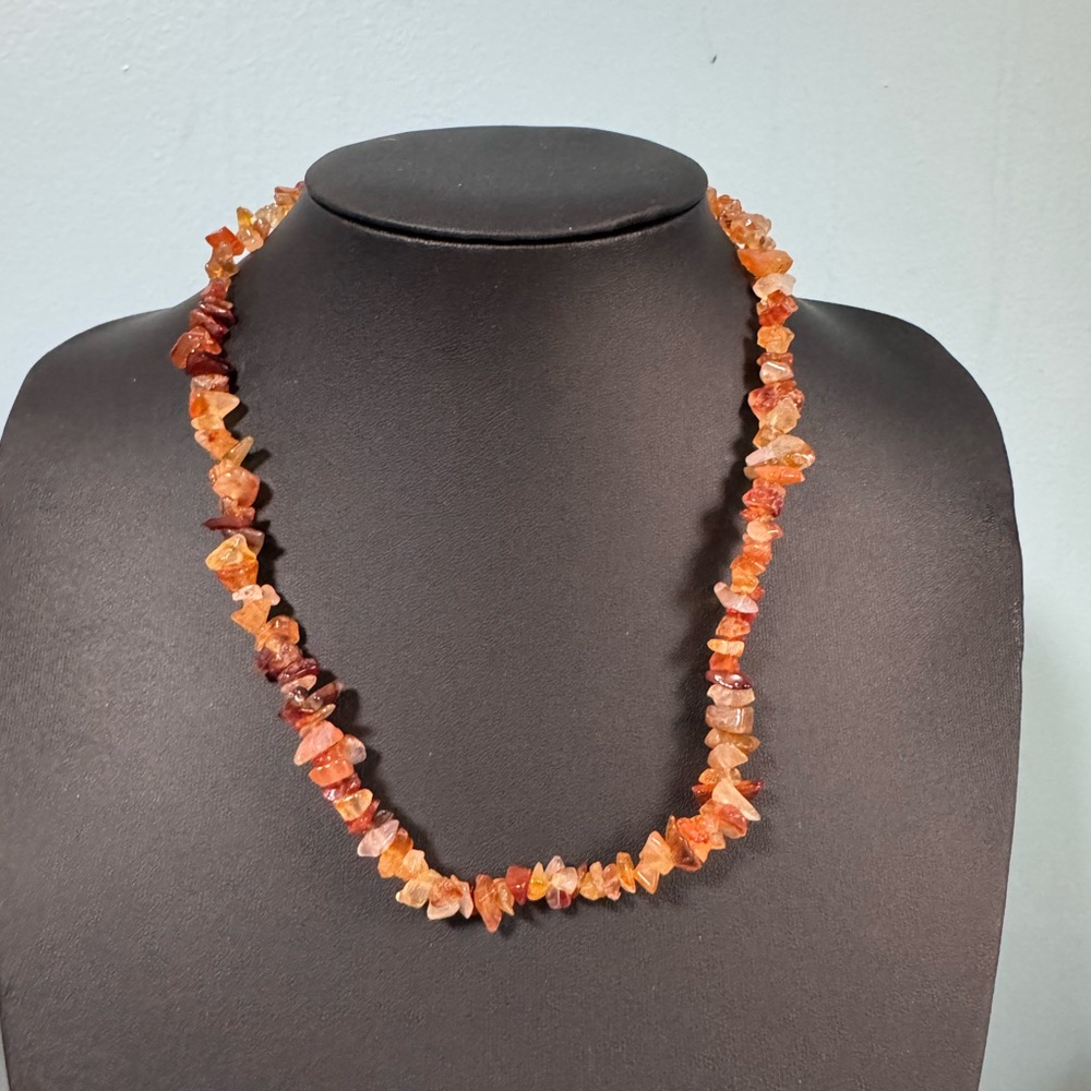 Necklace with Carnellian or red agate chips.